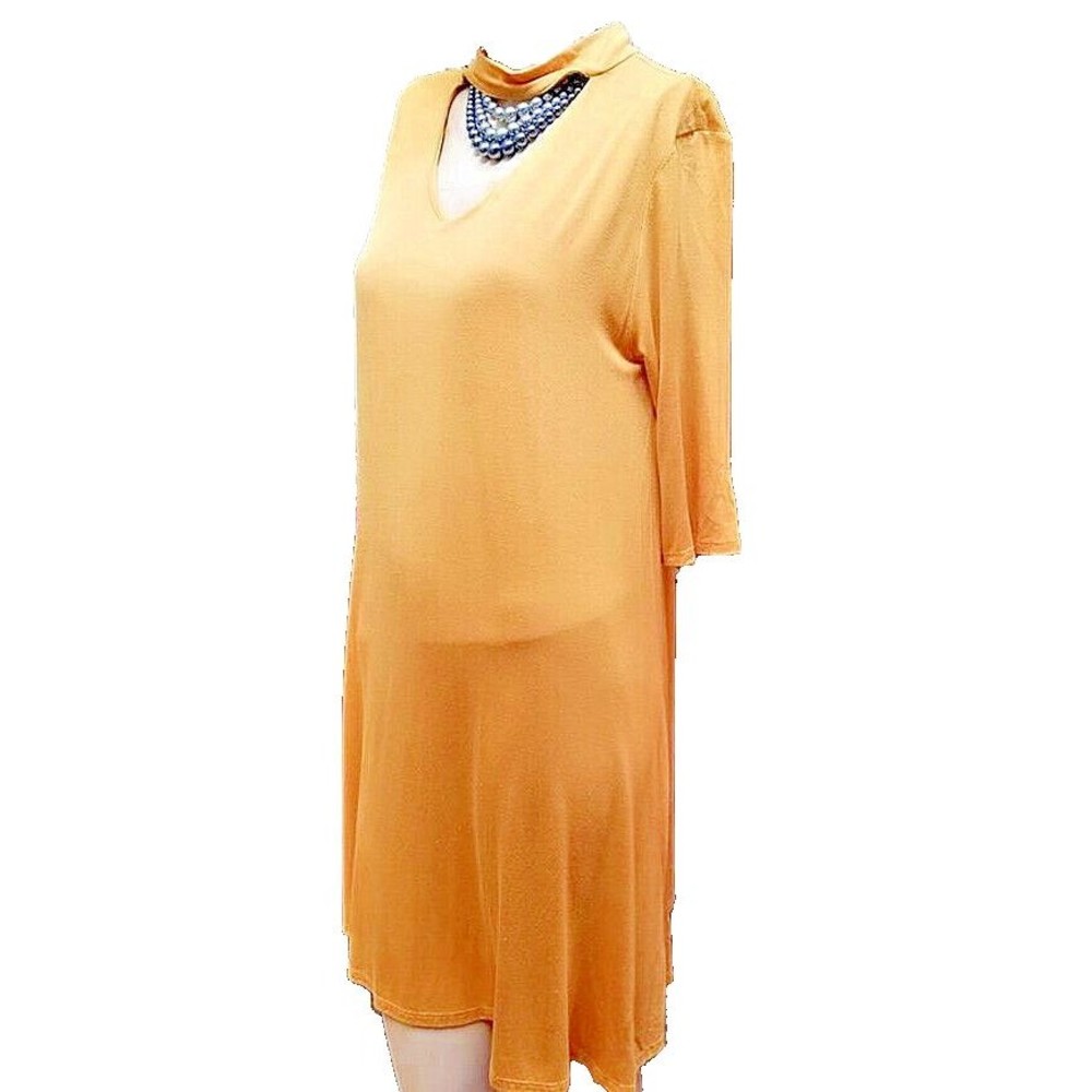 Mustard Color Womens Size L Tunic Soft Comfortable Lagenlook Keyhole Back